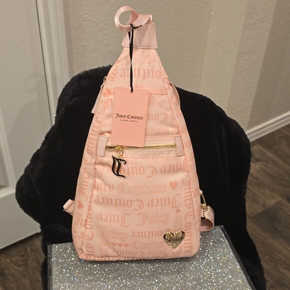 Juicy Couture Logo Material Girl Sling Bag- Powder Blush - Picture 5 of 11